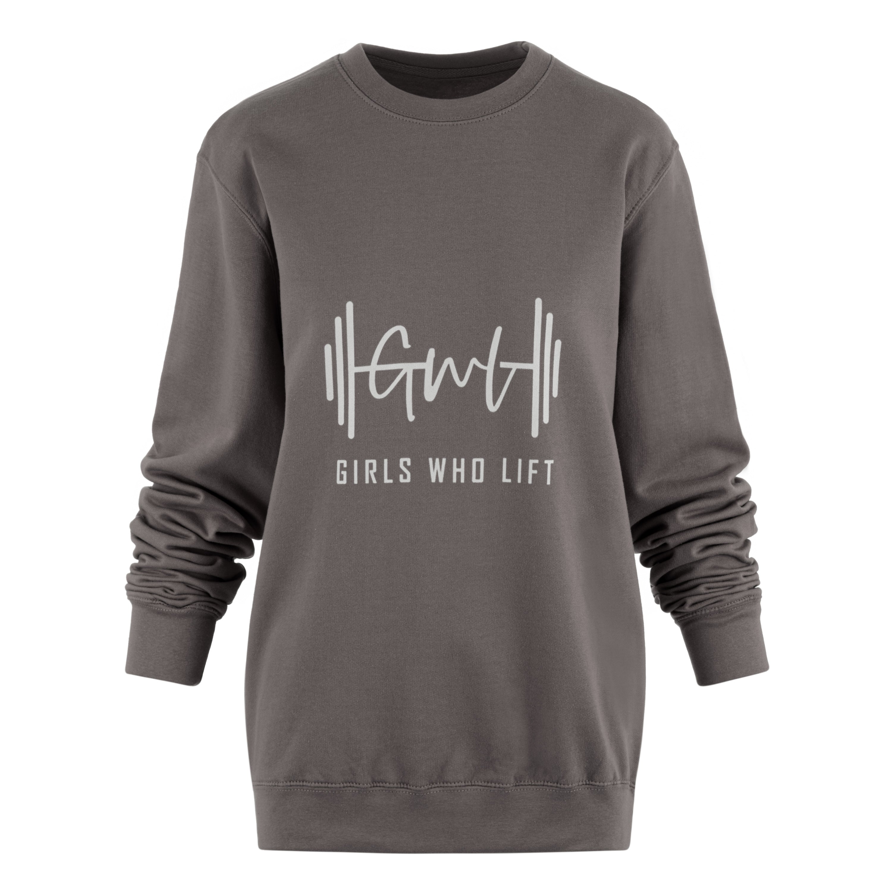 Girls Who Lift steel grey sweatshirt